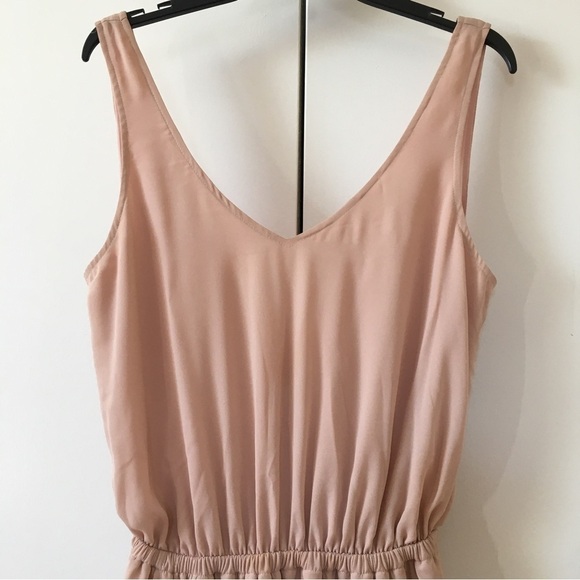 NEW Show Me Your MuMu V-neck Nude Pink Chiffon Side Slit Maxi Bridesmaids Dress - Picture 5 of 16